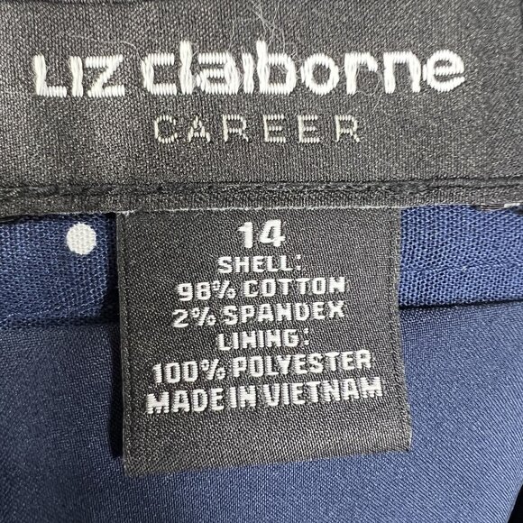 Liz Claiborne Career NWT Womens 14 /L Navy Polka Dot Blazer Skirt Set Power Suit - Picture 14 of 16
